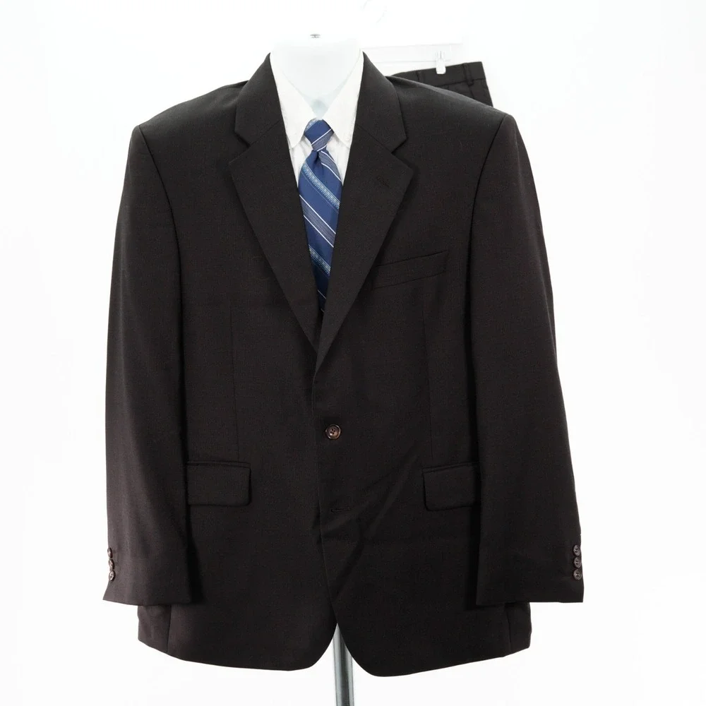 Savile Row Alexandre London Wool Brown Birdseye 2 Piece Suit 42R 37 / 31